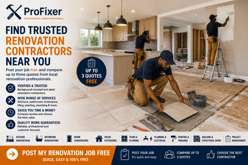 Renovation contractors working on a modern South African home improvement project
