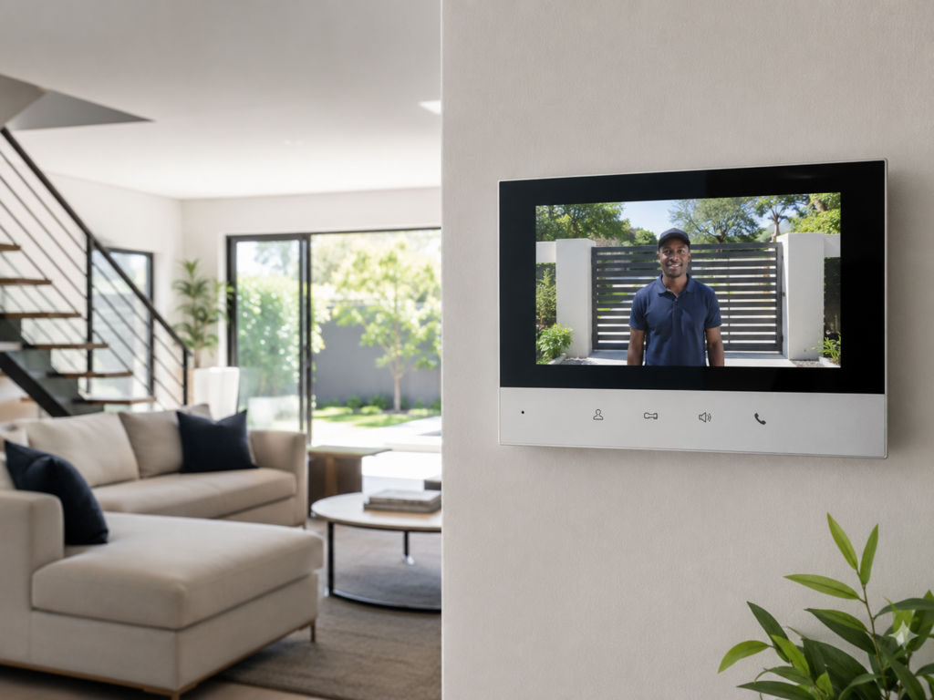 Indoor video intercom monitor installed in a South African home