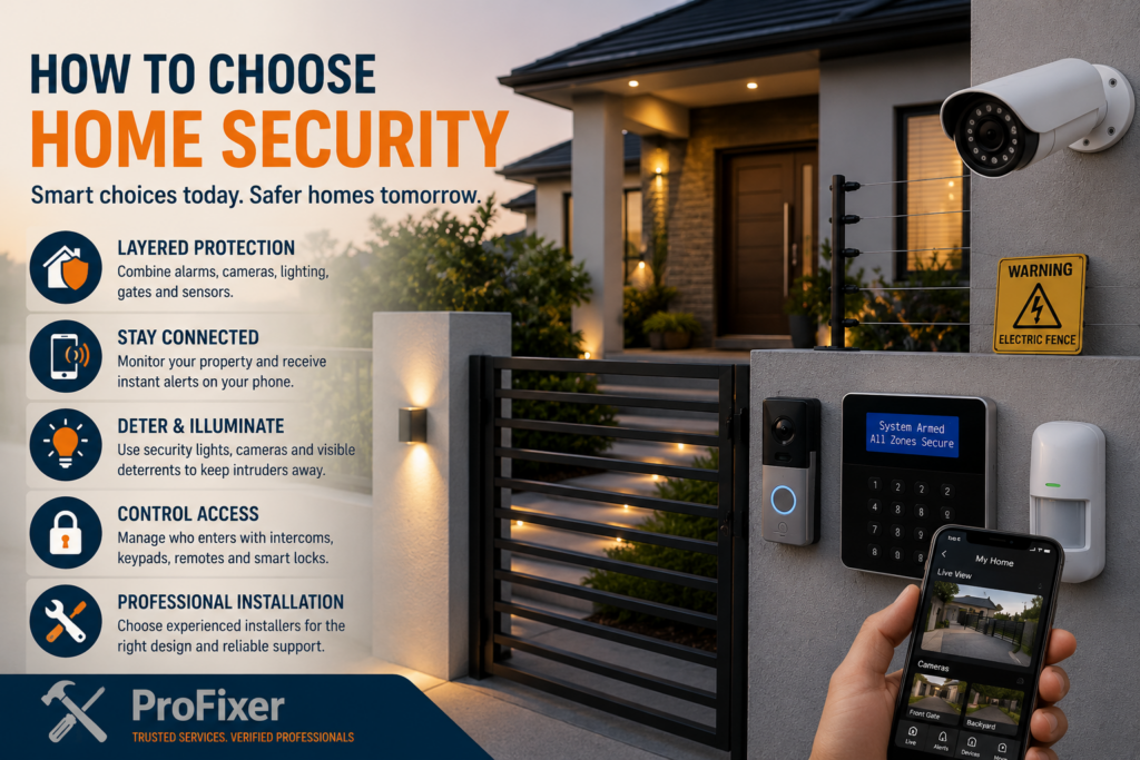 How to choose home security with CCTV, alarms, access control, lighting and secure gates