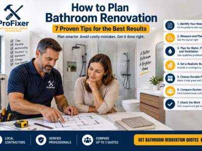 How to plan bathroom renovation for a home with trusted local contractors, layout planning, waterproofing and quality fittings