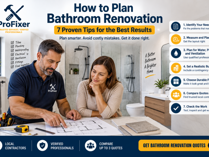 How to plan bathroom renovation for a home with trusted local contractors, layout planning, waterproofing and quality fittings