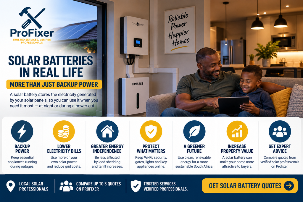 Solar batteries in real life showing an indoor inverter and battery system providing backup power
