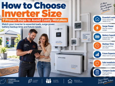How to choose inverter size for a home by matching essential loads, surge power, battery capacity and backup time