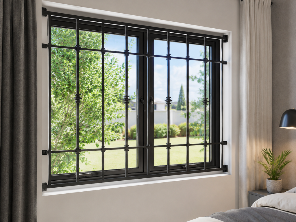 Internal burglar bars fitted securely inside a residential window