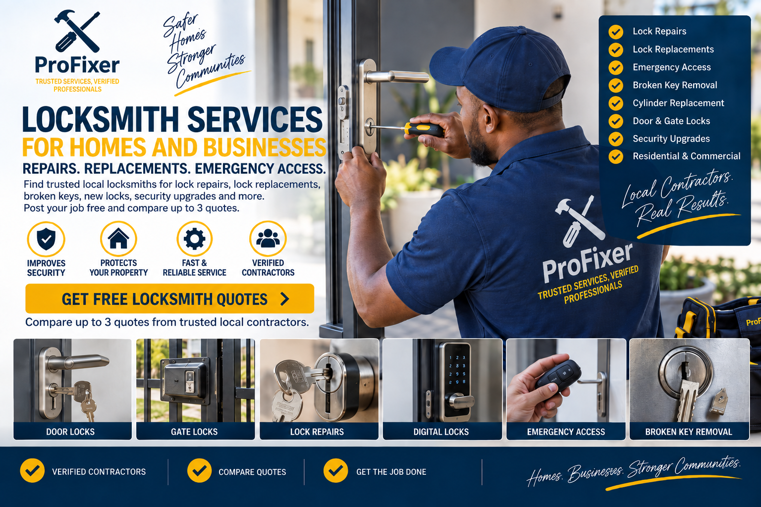 locksmith services contractor repairing and replacing a residential door lock